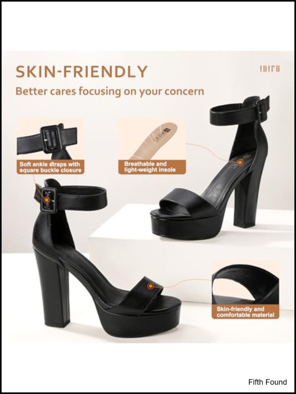 IDIFU Platform Block Chunky Heels Women Open Toe Ankle Strap Square Buckle 5 - Picture 4 of 5